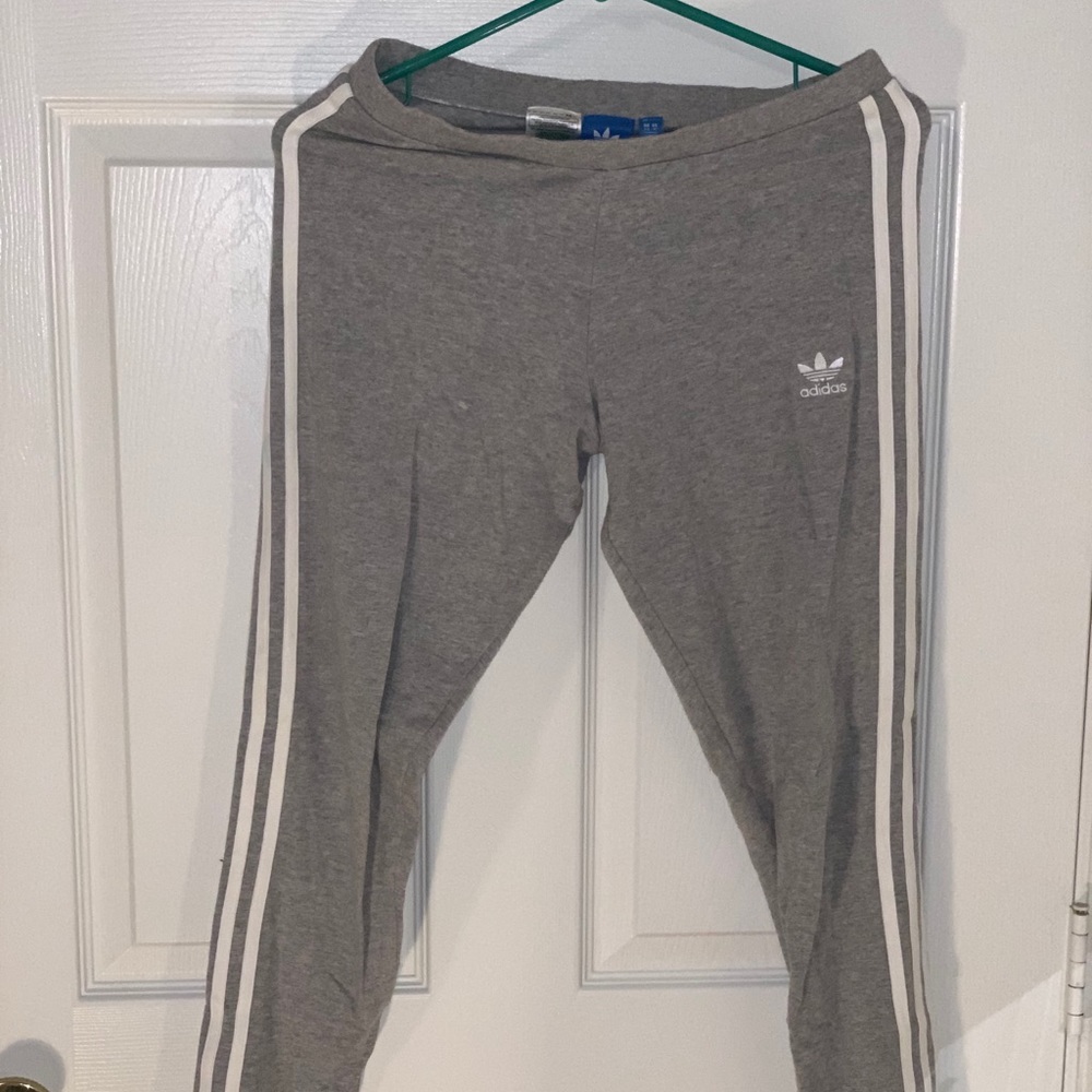 grey & white adidas leggings